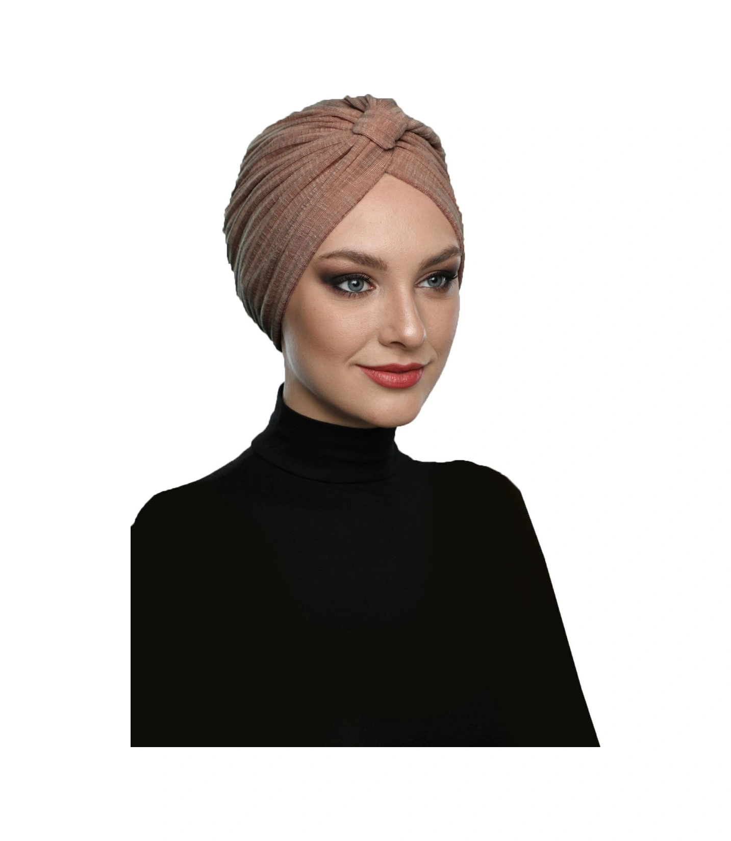 Pamuklu Bantlı Çapraz Astarlı Tarçın Rengi Hazır Türban Tesettür Havuz Bonesi Tarçın