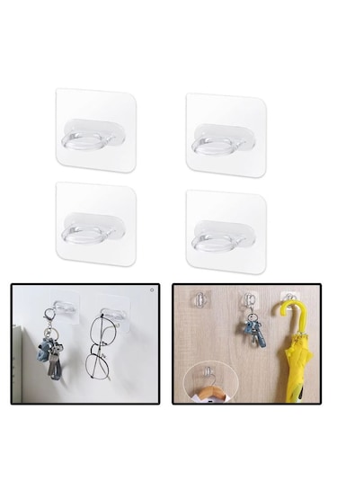 Yapışkanlı Yüzük Eşya Tutucu Banyo ,mutfak Askılığı Al4759 4 Adet