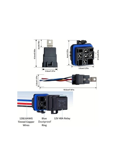 Xuweiwei Ağır Hizmet Tipi 12v 4 Pinli 5li Paket Spst Otomotiv Denizcilik Röle Kiti Ve Kablo Demeti 5 Adet 12 Awg Bakır Teller