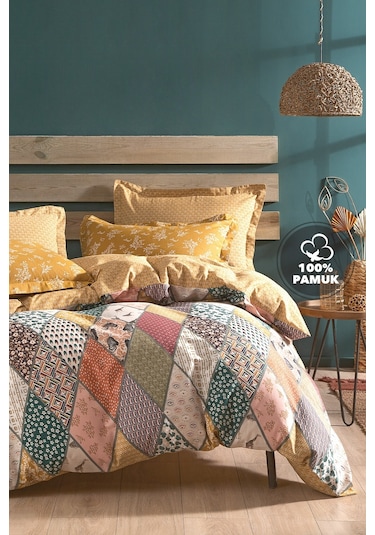 Yataş Bedding Astrid Ranforce Tek Kişilik Nevresim Takımı -Hardal