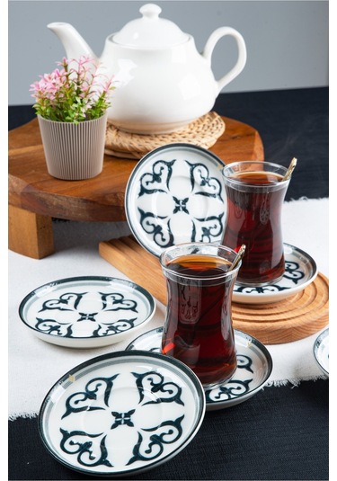 Ahenk 6'lı Porselen Çay Tabağı Seti Beyaz