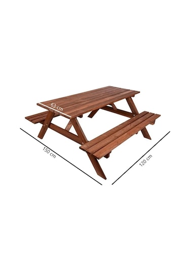 Ahşap Bahçe Masası Piknik Masası Kahverengi