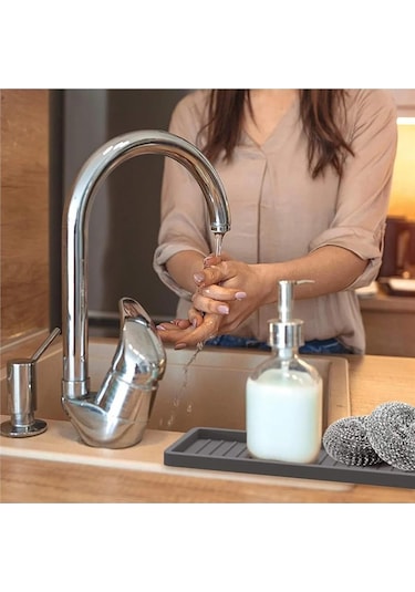 Siyah Silikon Yağdanlık Yağlık Standı Altlık Çok Amaçlı Organizer Sabunluk Altlığı 23x10 Cm Diğer