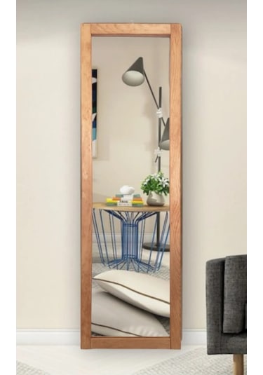 Ttn Ahşap Çerçeve Duvar Hol Boy Ayna 121x37 CM Açık Ceviz