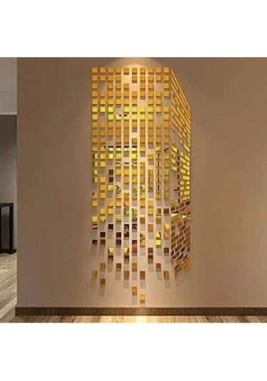 Dekor Süs Mozaık Ayna 200 Adet Plexi Dekoratif Ayna Gold Antre Ba Altın