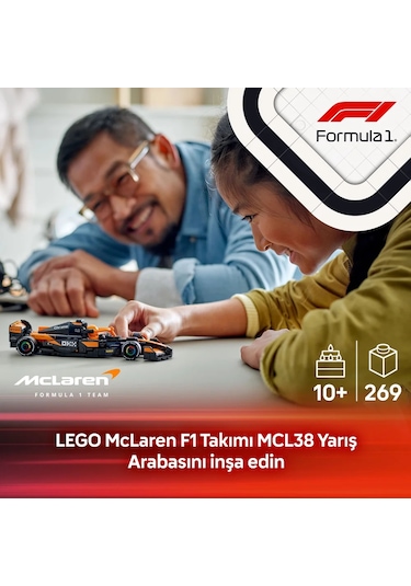 LEGO® Speed Champions McLaren F1® Team MCL38 Yarış Arabası 77251 - 10 Yaş ve Üzeri Çocuklar için Yaratıcı Oyuncak Yapım Seti (269 Parça)