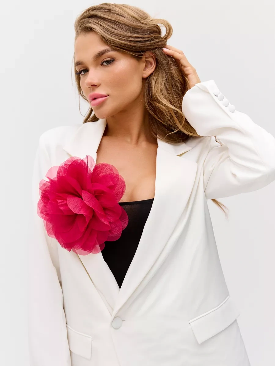 Labbıje Büyük Broş Kumaş Çiçek Fiyonk 225129736 Şarap Rengi