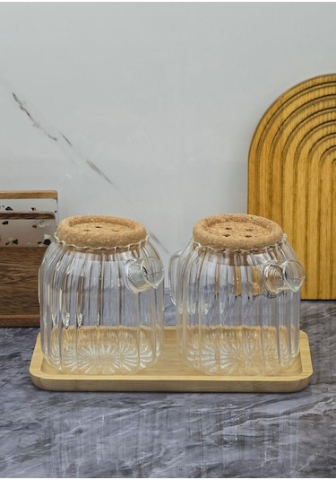 Ecolis Cam Yağdanlık Takımı - Mantar Kapaklı Yağlık Takımı - 2x750 Ml