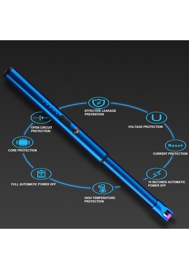 Mavi Projektör Usb Şarj Ateşleyici Mutfak Ateşleyici Açık Barbekü Kamp Çakmağı Mavi