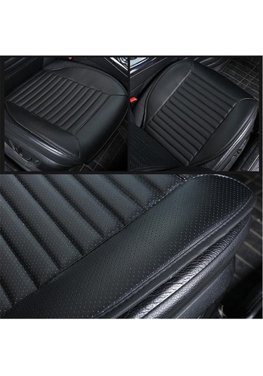 Novahub Yüksek Kalite Siyah Pu Deri Araba Koltuk Minderi Takım, İnce Bel Arkalığı, Kolay Kurulum, Telefon Cep, Çoğu Araba İçin Uygun