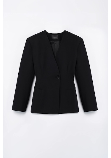 Thalure Kadın Siyah Yakasız Blazer