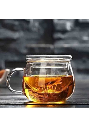 Besthome1 Çay Fincanı 300ml, Cam, Saf Tat, Kapağı İle Şeffaf