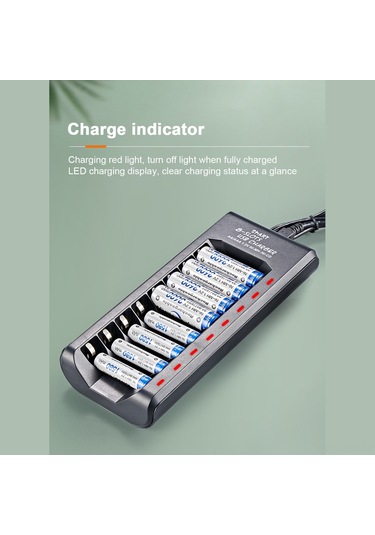 Springsun Siyah Usb 8 Slotlı Akıllı Şarj Cihazı - 1.2v Ni-mh Aa/aaa Pil İçin, Tam Şarj Otomatik Kapatma, Hızlı Usb Tak Ve Kullanın