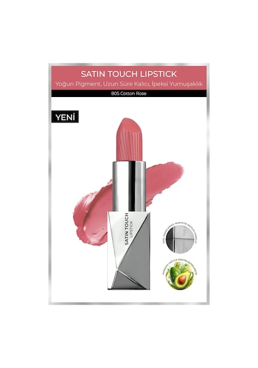 Alix Avien Uzun Süre Kalıcı Nemlendirici Pürüzsüz Etkili Yarı Mat Ruj Satin Touch Lipstick 805 Cotton Rose