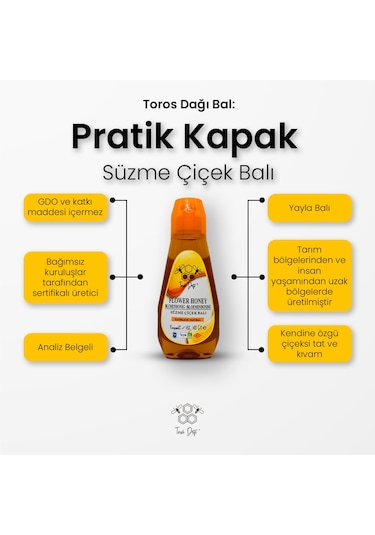 Toros Dağı Pratik Kapak Süzme Çiçek Balı 400 G