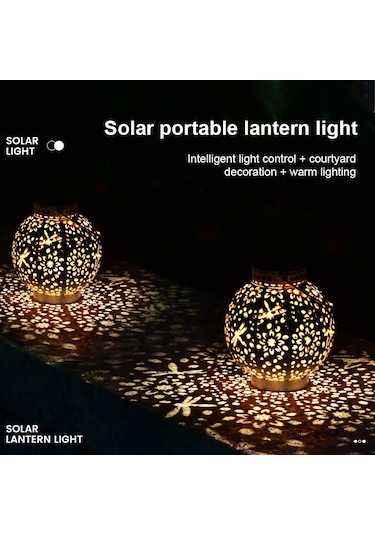 Sones Sz-20004 Güneş Feneri Dövme Demir İçi Boş Çim Lambası Açık Bahçe Dekoratif Lambası Bronz