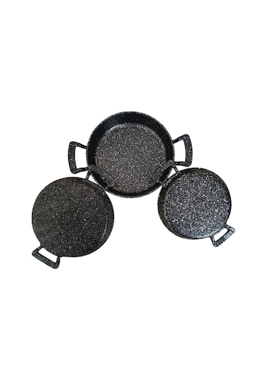 Mybru Döküm Omlet Tava 3'lü Set 18-20-22 Cm Siyah
