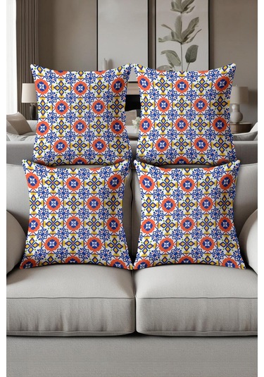 Dijital Baskılı Yumuşak Dokulu 4 Lü Kırlent Kılıfı Takımı 43x43 Cm Krl0066 Renkli