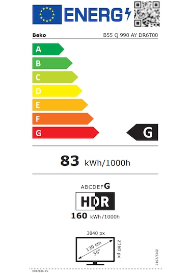 Beko B55 Q 990 AY 55" 4K Ultra HD QLED TV