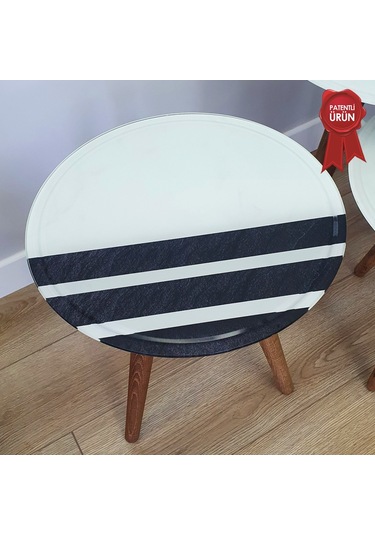 Zigon Sehpa | Ahşap Ayaklı | Kanallı Temperli (Kırılmaz) Cam Tabl