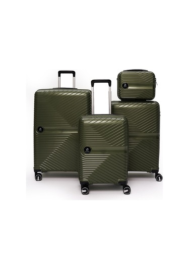 4 Lü Valiz Seti Elatae Exclusive Pro Polipropilen Kırılmaz Büyük - Orta - Kabin Boy Ve Makyaj Haki 5239