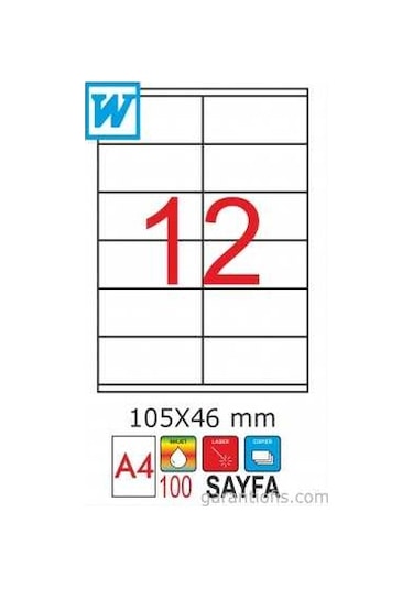 Goldmoon 2056 Laser A4 Sayfa Etiketi 105X46MM 100'lü Paket