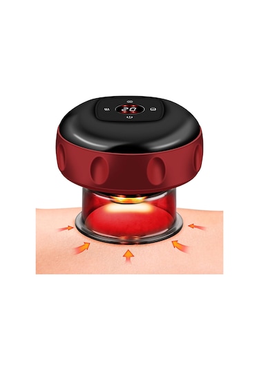 Şarjlı Işık Tedavili Masaj Selülit Ve Yağ Yakma Hacamat Kupası Kırmızı