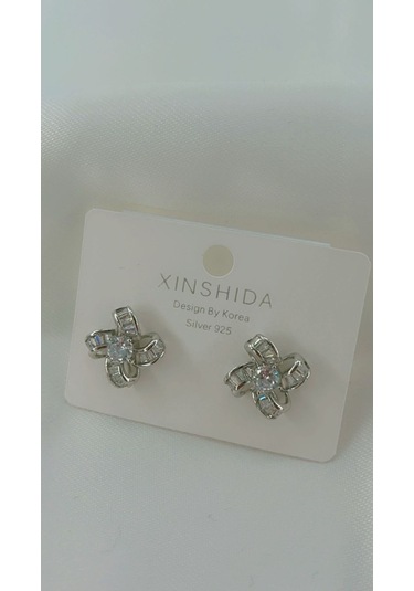 Kadın Fırıldak Model Zirkon Taşlı Küpe Gümüş Renk Gümüş