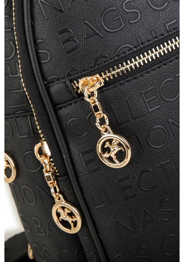 Nas Bag Kadın Sırt Çantası - Siyah Gofraj Siyah