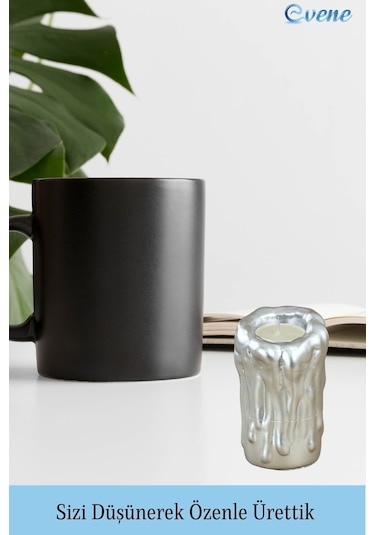 Mumluk Şamdan Tealight Mum Uyumlu Büyük Erimiş Mum Model - Gümüş