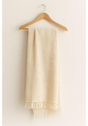 Elyaflı Müslin Battaniye 100x120 Cm Bej