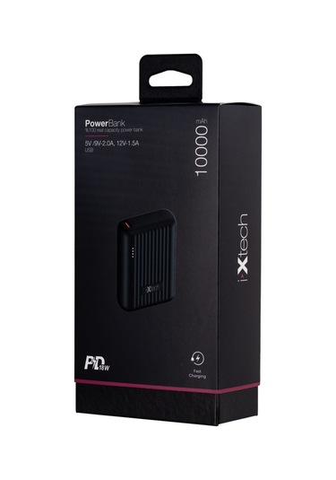 Ixtech Çift Çıkışlı Led Göstergeli Powerbank 10.000 Mah Siyah