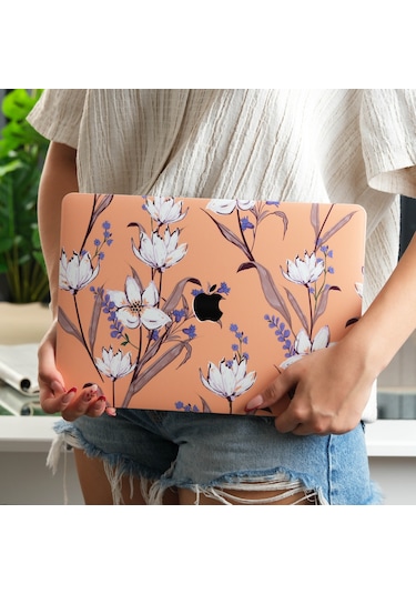 Apple Uyumlu MacBook Air M1 Kılıf 13 İnç Flower04 Touchıdli M1 Air A2337 A2179 A1932 İle Uyumlu Sarı