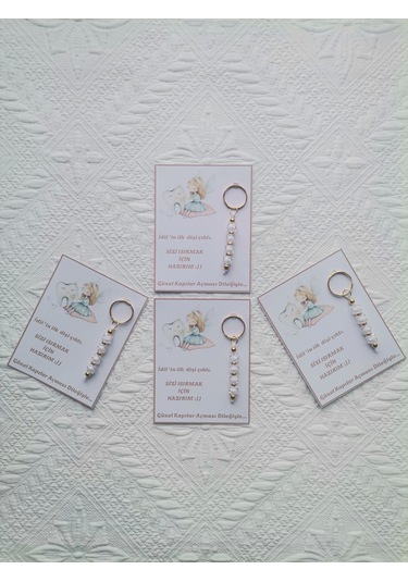 24 Adet Kişiye Özel İlk Dişim Çıktı,diş Mevlidi, Diş Buğdayı Dağıtmalık Beyaz Anahtarlık Hediyelik