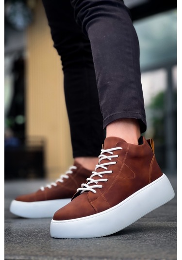 Le10 Bağcıklı Erkek Yüksek Taban Taba Cilt Spor Bot Taba