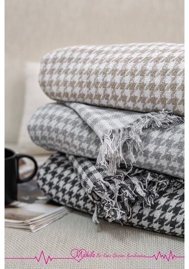 Klasik Pamuklu Koltuk Örtüsü 170x300 Cm Kazayağı Desen Koltuk Örtüsü Gri