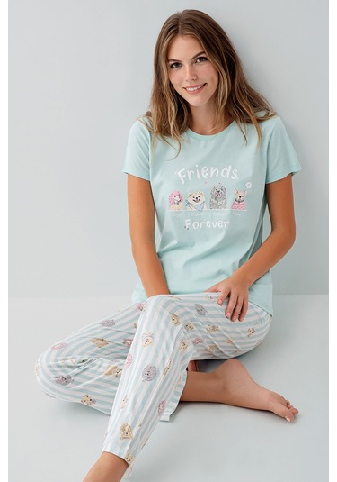 Rolypoly Kadın Yeşil Pijama Takım Yeşil