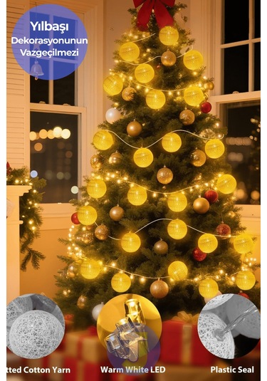 Technojet 10 Led Pilli Dekoratif Top Işık 2mt, 4 Cm Top Çap 2 Metre