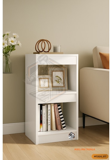 Tamamı Mdf Modern Bölmeli 2 Raflı Bazalı Kitaplık