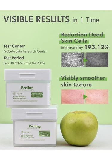 Dermal Elma Özlü Gözenek Temizleyici Aydınlatıcı Peeling Tonik Toner Pedi 80 Adet