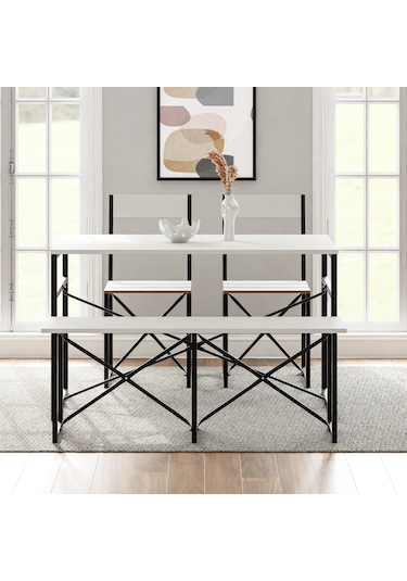 Mutfak Masası Bench Bank 120x60 Masa Set 2 Adet Sandalye Yemek Ma