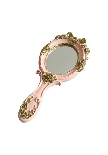 Likeable El Makyaj Aynası Sevimli Yaratıcı Ahşap Retro El Aynası - Pembe Pembe