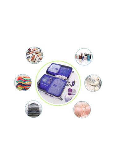 Valiz Seyahat Çanta Düzenleyici 6 Parça Bavul Düzenleyici Mavi Lacivert