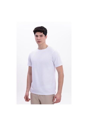 Freemen Erkek/unisex Bisiklet Yaka Basic Tişört %100 Pamuk Beyaz