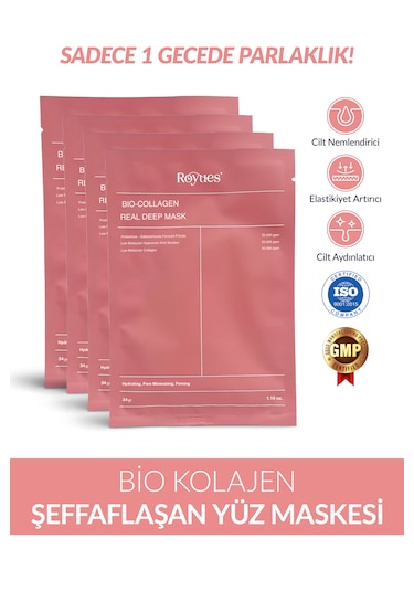 Royues Şeffaflaşan Kolajen Yüz Maskesi 4 x 34 G