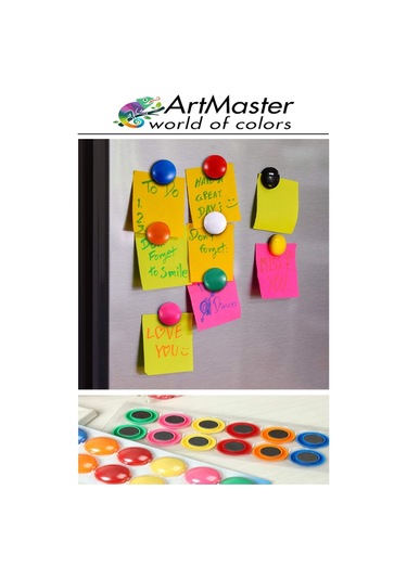 Pano Düğmesi Mıknatısı Renkli 10 Lu 1 Paket Buzdolabı Dekorasyon Manyetik Yuvarlak Mıknatıs Hobi Etkinlik Plastik Kaplı