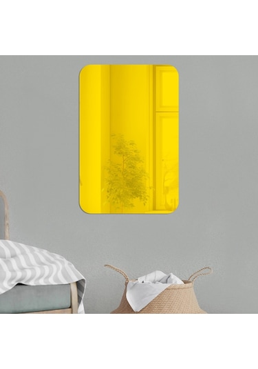 Sones 4 Adet 42cm X 27cm Yuvarlak Köşe Modelleri Dikdörtgen Akrilik Ayna Stereo Duvar Stickerları Siyah Diğer