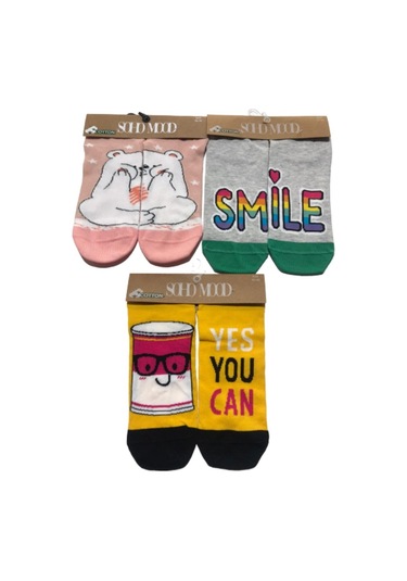 Bayan Patik Desenli 36-40 Numara 3'Lü Set-36-40 Çok Renkli