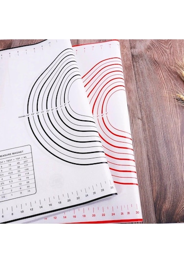 Siyah Fiberglas Silikon Pişirme Mat Büyük Yoğurma Pedi Yapışmaz Yüzey Haddeleme Hamur Mat Ölçekli Mutfak Pişirme Pasta Sayfası 60x50cm