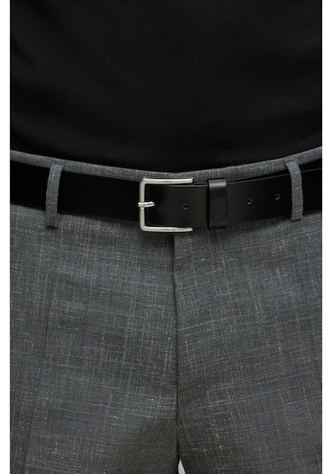 Orijinal Hakiki Deri Erkek Kumaş Kanvas Kot Pantolon Için Uygun Tek Parça Deri 1.sınıf Siyah Siyah